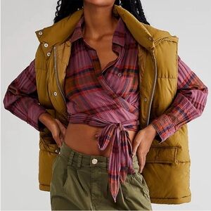 Free People We The Free One Way Plaid Wrap Top